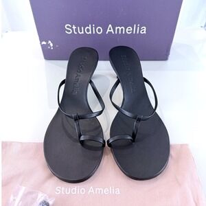 Studio Amelia Sandals Black Edith 50mm Sheep Nappa Leather Heeled Size 39
